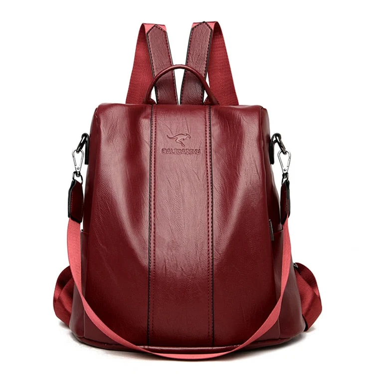 Anti-Diefstal Leren Rugzak Dames Vintage Schoudertas Multifunctioneel Converteerbaar Daypack Reis Schooltas | Sansoti