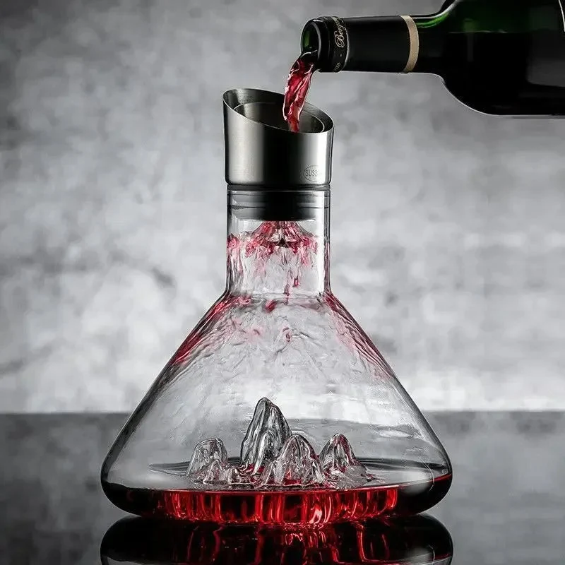 Kristalglazen wijnkaraf 1500ml met 12-kanaals beluchtingssysteem voor perfecte aroma-ontplooiing | Sansoti