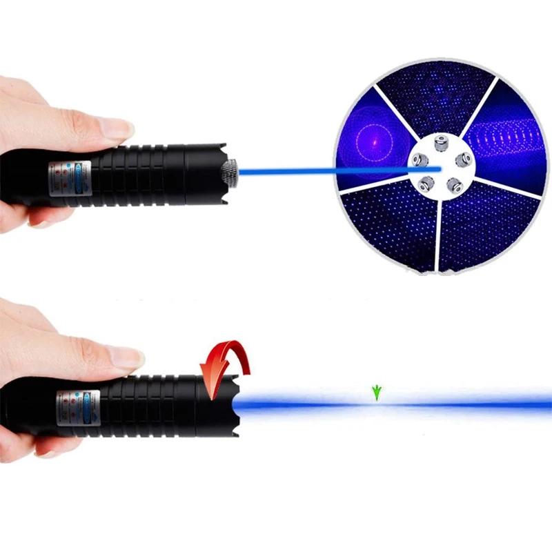 Tactische Laserzoeker 450nm Hoge Intensiteit Verstelbare Focus Aluminium Behuizing 5000m+ Bereik Outdoor Survival Zaklamp Vuurstarter Blauw Laser Compacte Krachtige Lichtstraal | Sansoti