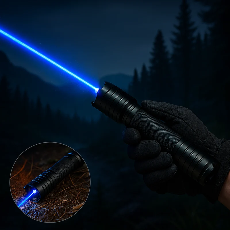 Tactische Laserzoeker 450nm Hoge Intensiteit Verstelbare Focus Aluminium Behuizing 5000m+ Bereik Outdoor Survival Zaklamp Vuurstarter Blauw Laser Compacte Krachtige Lichtstraal | Sansoti