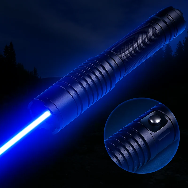 Tactische Laserzoeker 450nm Hoge Intensiteit Verstelbare Focus Aluminium Behuizing 5000m+ Bereik Outdoor Survival Zaklamp Vuurstarter Blauw Laser Compacte Krachtige Lichtstraal | Sansoti