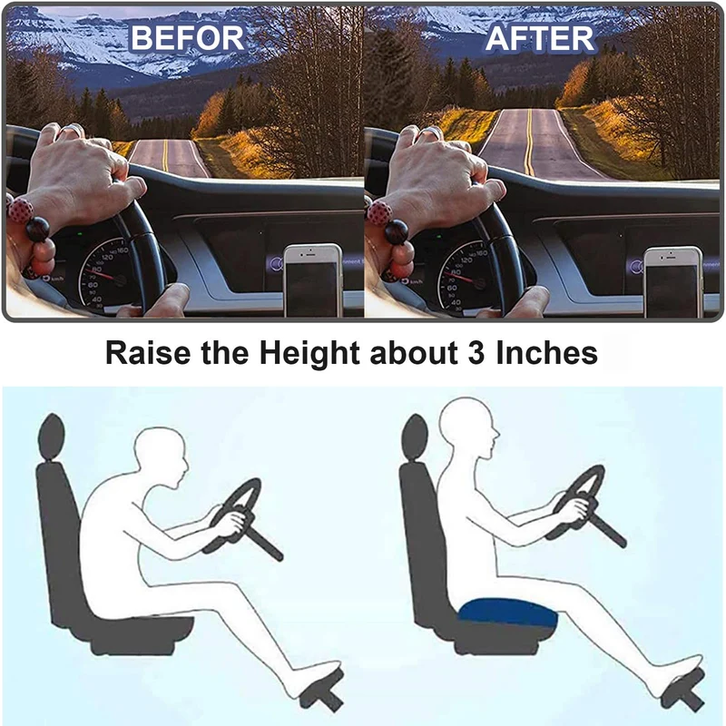 Verhogend Autokussen voor Volwassenen – Ergonomisch Memory Foam Zitverhoger met Antislip | Sansoti