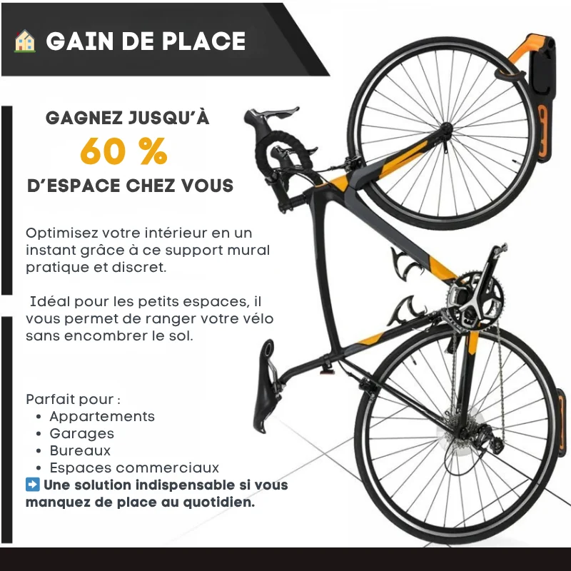 Support Vélo Mural - Fixation Murale Sécurisée | CycloFix