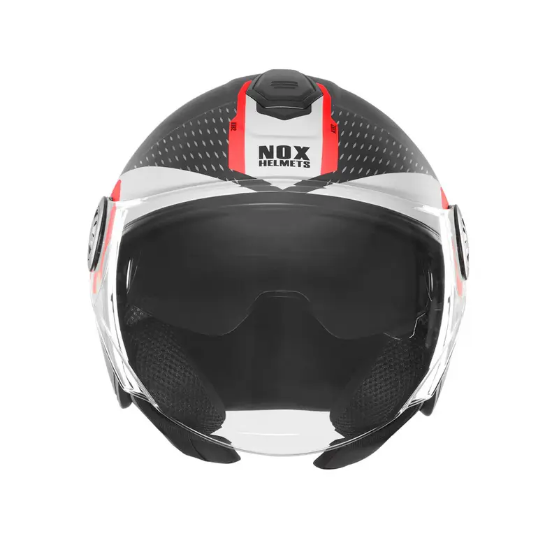 Casque jet - N182 Round noir mat rouge