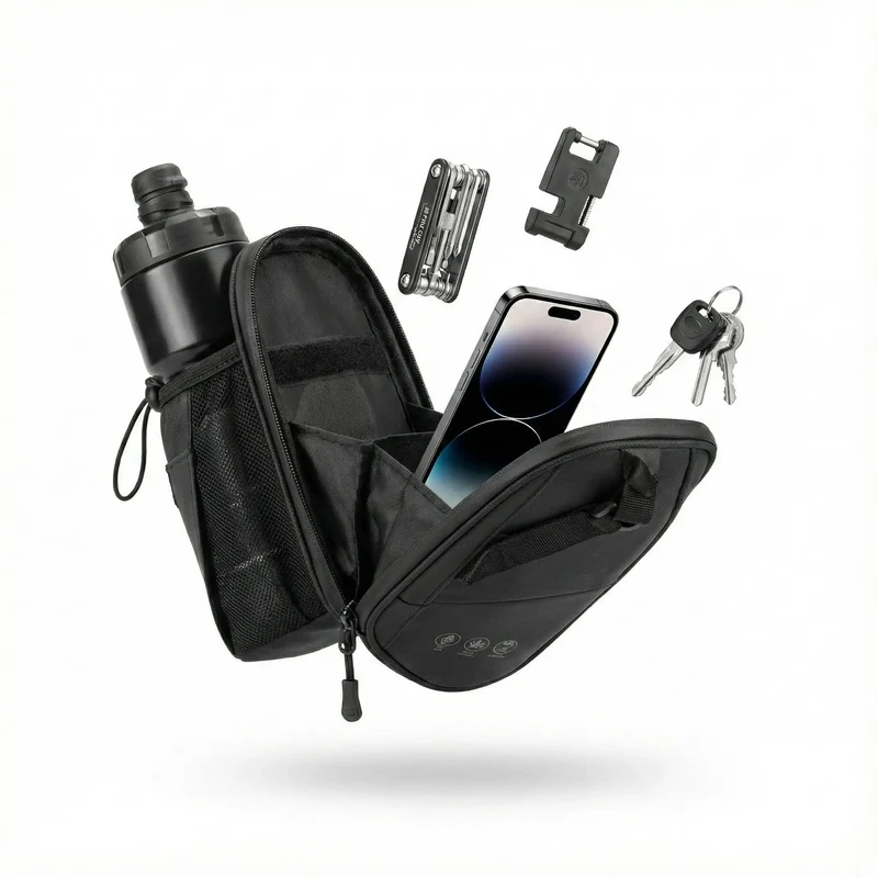Sacoche de Selle Vélo avec Porte-Gourde 2L| L'Accessoire 2-en-1 Indispensable