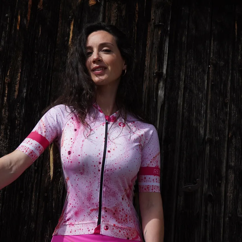 Tenue vélo femme rose Bubble – Maillot + cuissard