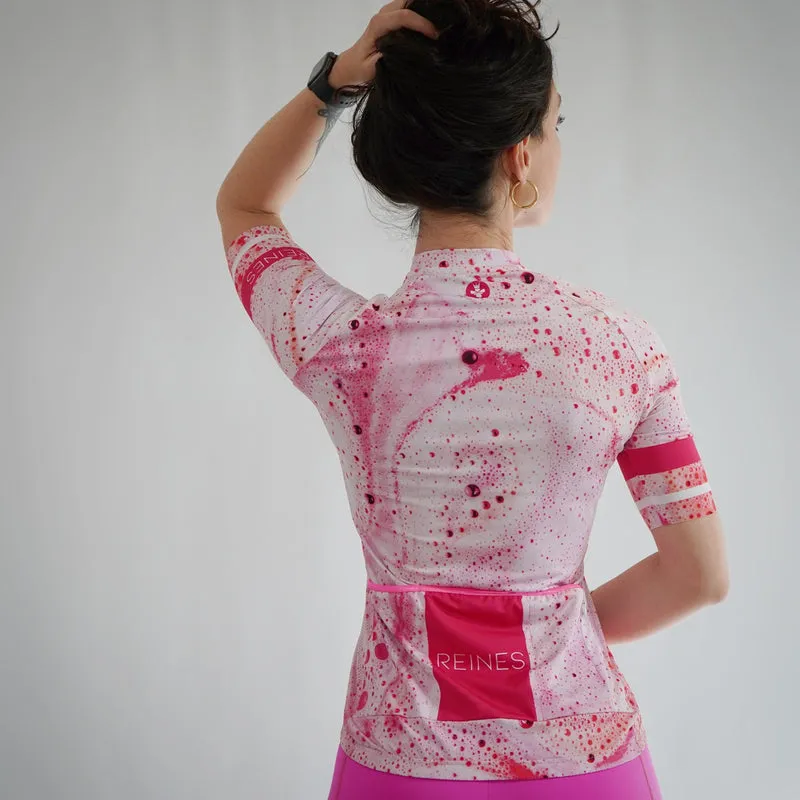 Tenue vélo femme rose Bubble – Maillot + cuissard
