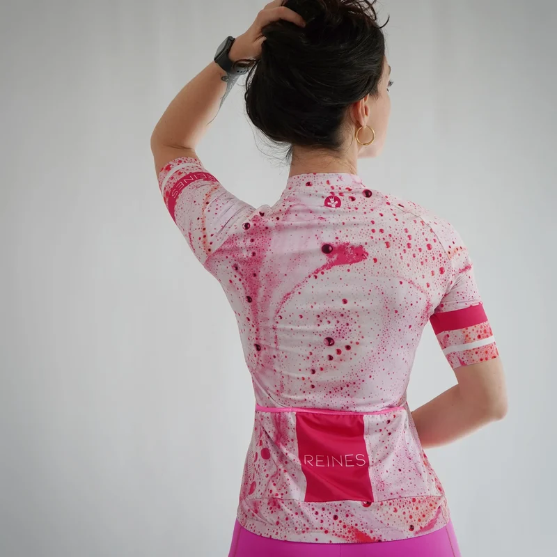 Maillot vélo femme rose Roska Bubble – Made in France