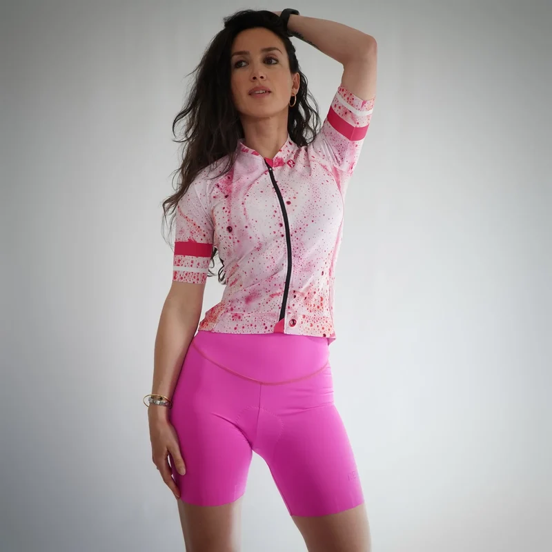 Maillot vélo femme rose Roska Bubble – Made in France