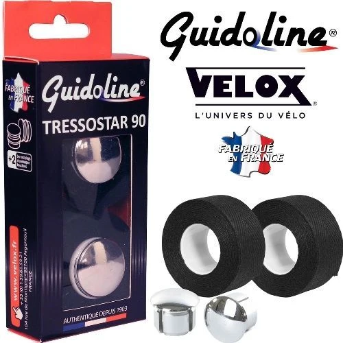 Ruban de guidon Guidoline Tressostar x2 – Noir tressé en coton