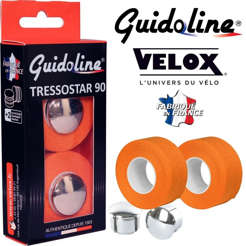 Ruban de guidon Guidoline Tressostar x2 – Orange tressé en coton