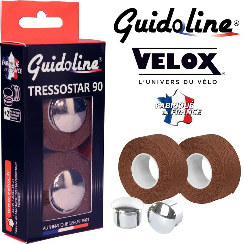 Ruban de guidon Guidoline Tressostar x2 – Havane tressé en coton