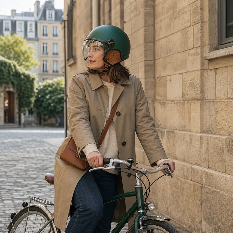 Casque vélo électrique type Jet à visière CGM EBI Vintage