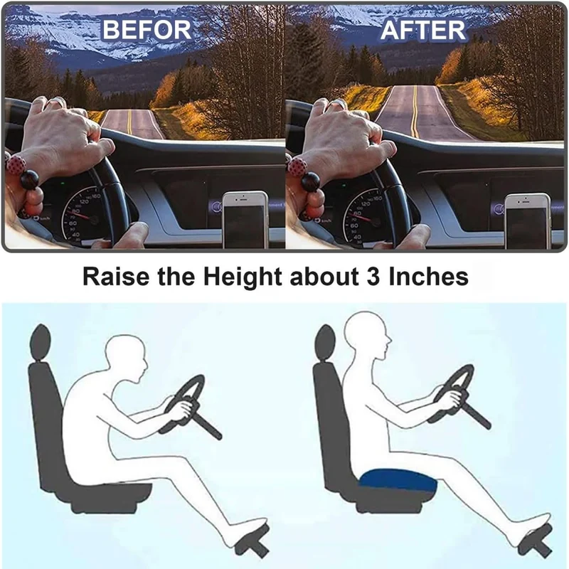 Ergonomisch Autostoelkussen Memory Foam Zitverhogend Rugsteun Comfort | Sansoti
