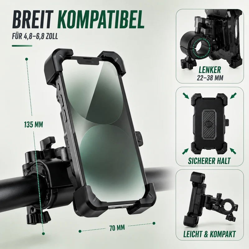 Universele Smartphonehouder Fiets 360° Draaibaar Aluminium Zwart voor Veilige Navigatie tijdens Fietsen | Sansoti