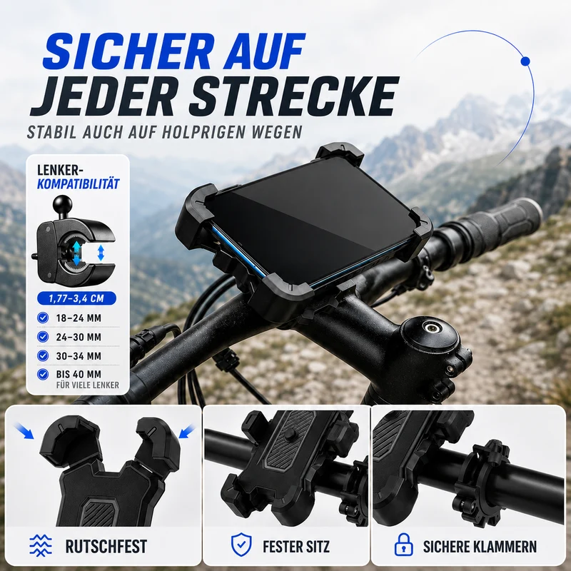 Universele Smartphonehouder Fiets 360° Draaibaar Aluminium Zwart voor Veilige Navigatie tijdens Fietsen | Sansoti