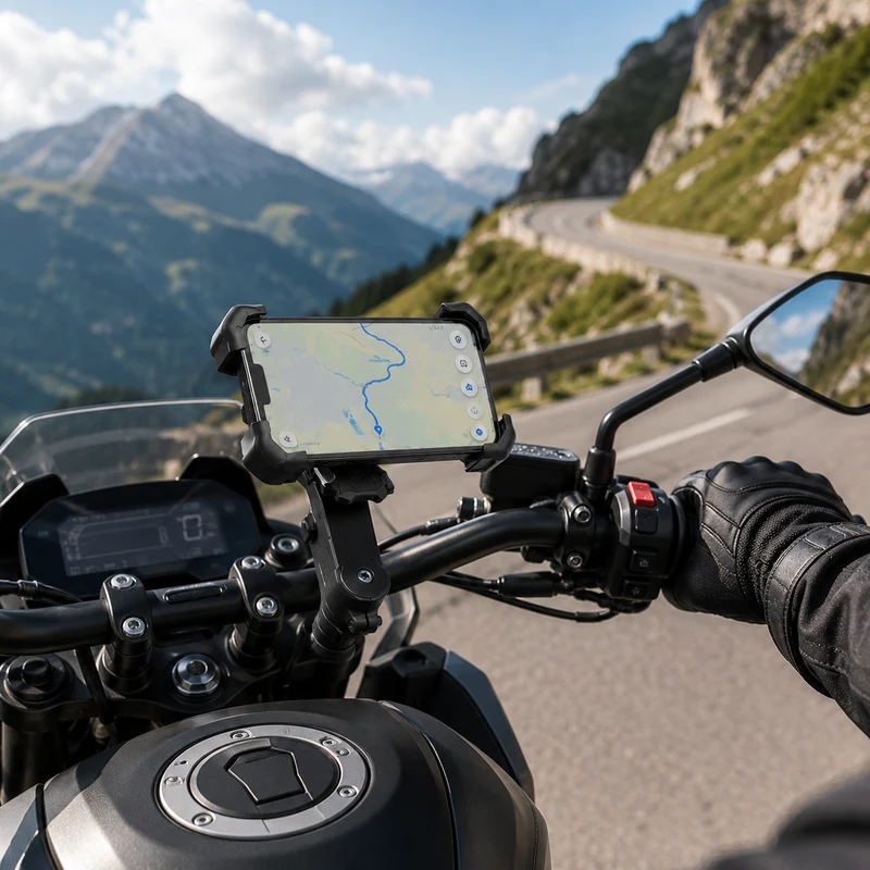 Universele Smartphonehouder Fiets 360° Draaibaar Aluminium Zwart voor Veilige Navigatie tijdens Fietsen | Sansoti