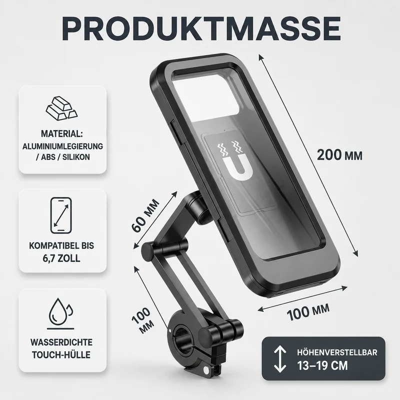 Smartphone Houder Motorfiets Waterdicht 360° Draaibaar Fiets Telefoonhouder Stuurmontage Universeel Zwart | Sansoti