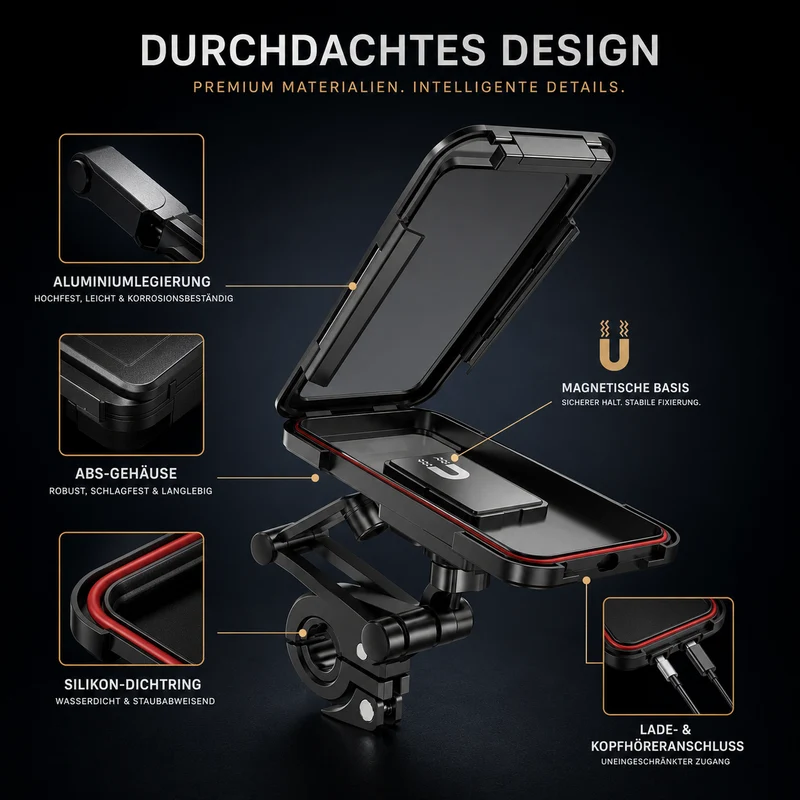 Smartphone Houder Motorfiets Waterdicht 360° Draaibaar Fiets Telefoonhouder Stuurmontage Universeel Zwart | Sansoti