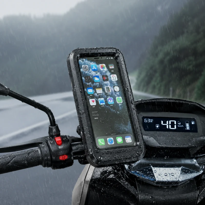 Smartphone Houder Motorfiets Waterdicht 360° Draaibaar Fiets Telefoonhouder Stuurmontage Universeel Zwart | Sansoti
