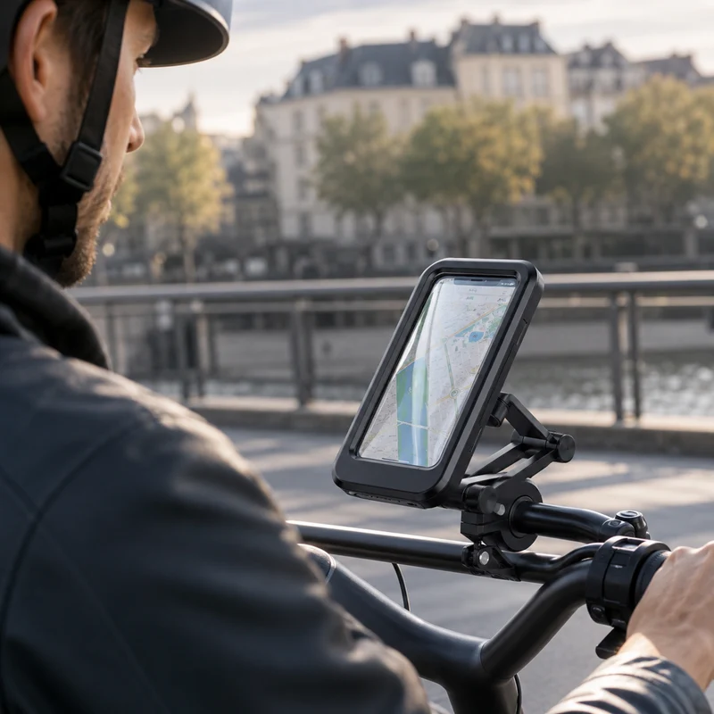 Smartphone Houder Motorfiets Waterdicht 360° Draaibaar Fiets Telefoonhouder Stuurmontage Universeel Zwart | Sansoti