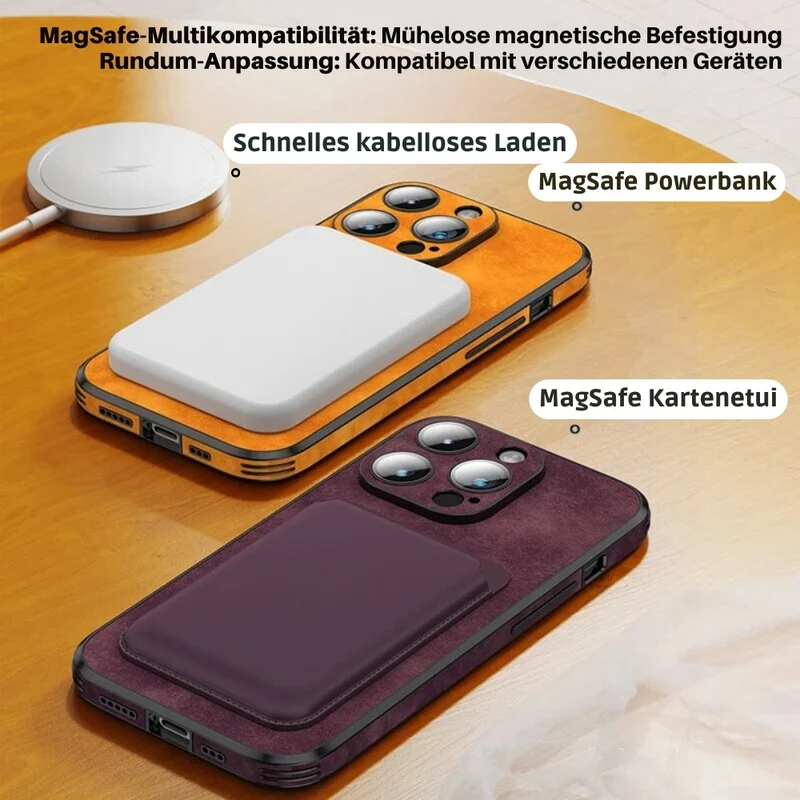 Smartphone Hoesje in Leerlook — Slank Design met Valbescheming & MagSafe-Compatibiliteit voor iPhone 16/15/14/13/12 | Sansoti