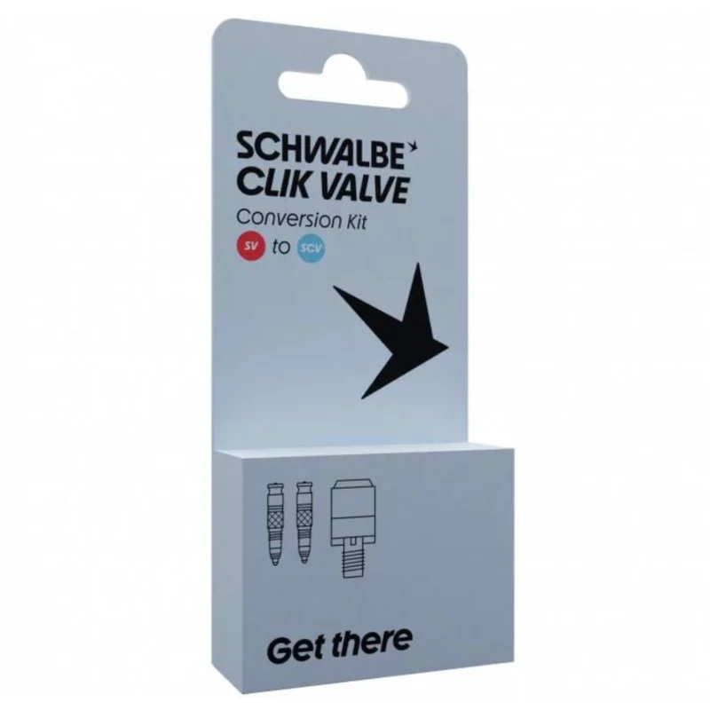 Kit de conversion Schwalbe Clik Valve Presta (obus de valve + adaptateur de pompe)