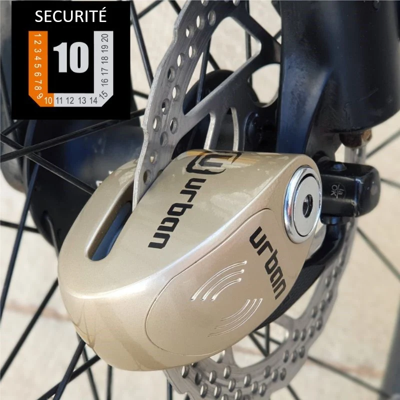 Bloque disque moto alarme - Iron Lock Doré