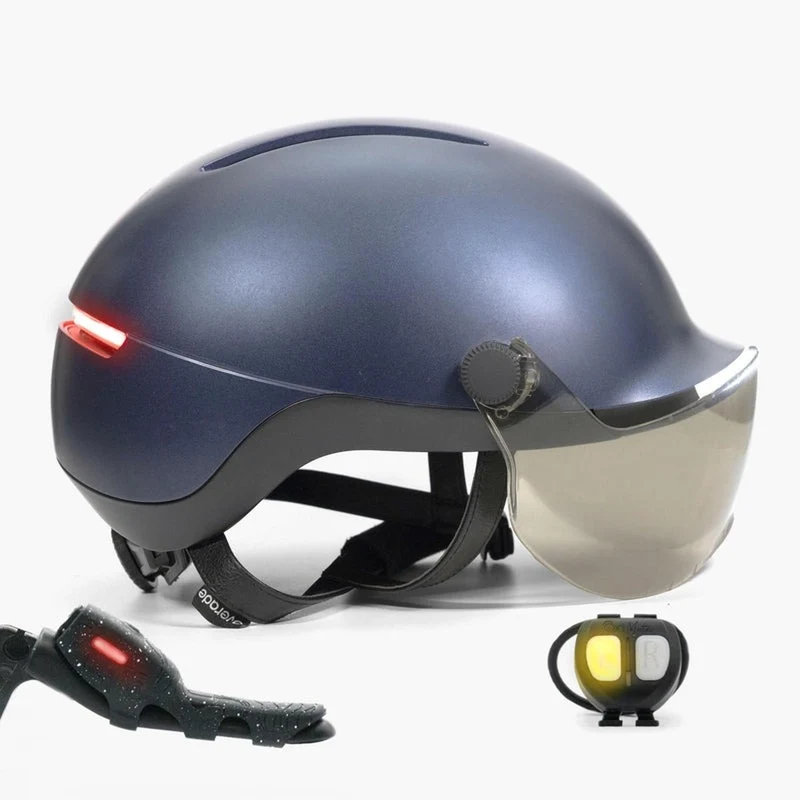 Casque vélo à visière avec Clignotants et Frein Stop Life Overade