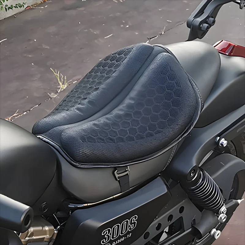 Gel Zadelkussen Motor Ergonomisch met Honingraatstructuur Antislip Drukverlaging voor Lange Comfortabele Ritten | Sansoti