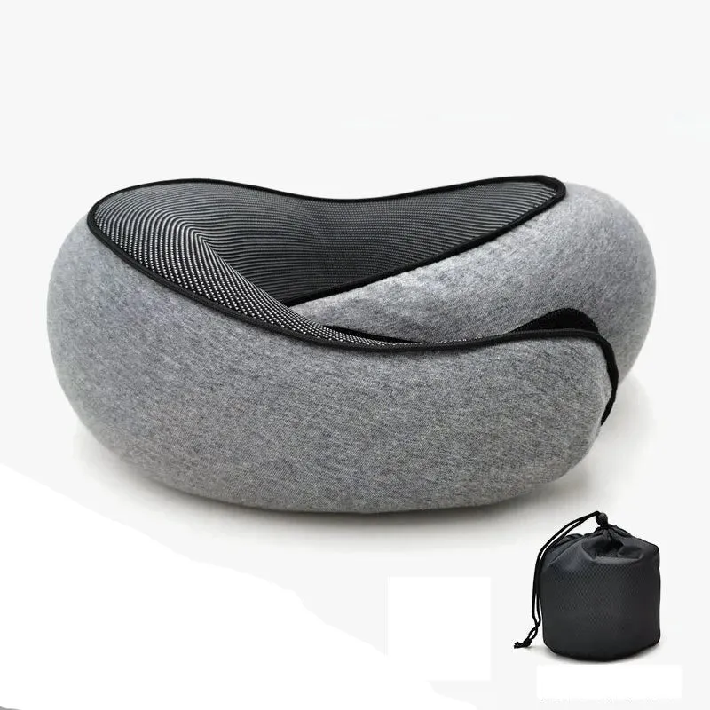 Nekkussen Memory Foam U-Vorm Reiskussen Ergonomisch Verstelbaar Comfort Slapen Onderweg Vliegtuig Auto Grijs | Sansoti