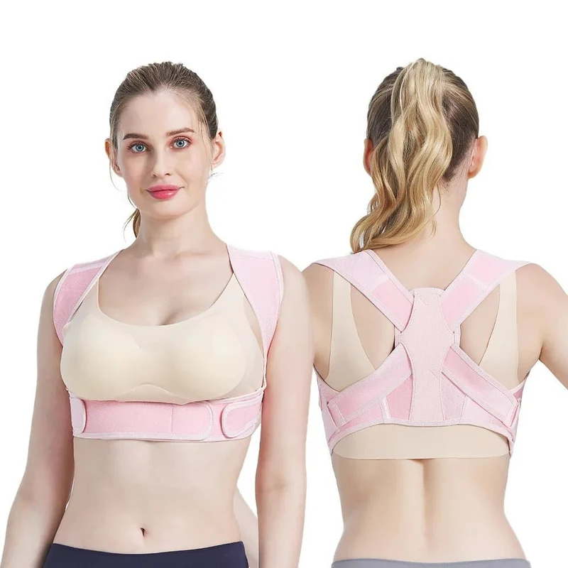 Houding Corrector Brace Ademend Verstelbaar Rug Schouder Ondersteuning Comfort Ergonomisch Zwart Nude Roze | Sansoti
