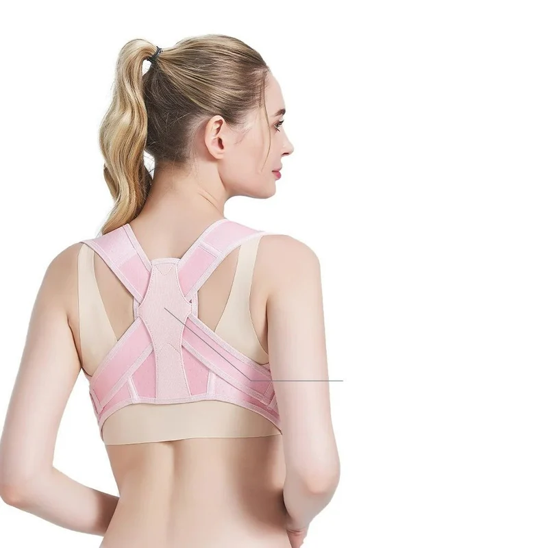 Houding Corrector Brace Ademend Verstelbaar Rug Schouder Ondersteuning Comfort Ergonomisch Zwart Nude Roze | Sansoti