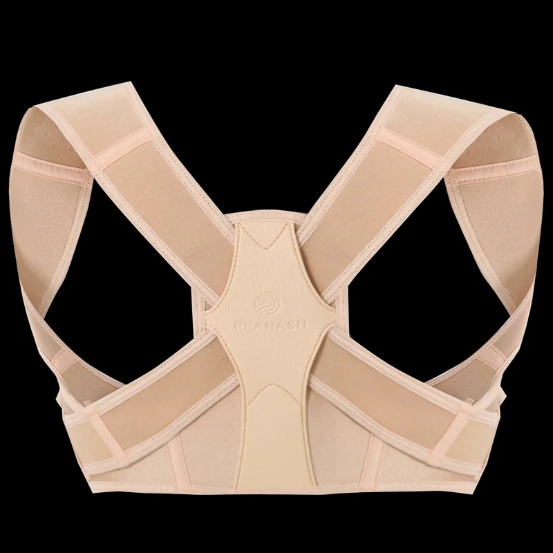 Houding Corrector Brace Ademend Verstelbaar Rug Schouder Ondersteuning Comfort Ergonomisch Zwart Nude Roze | Sansoti