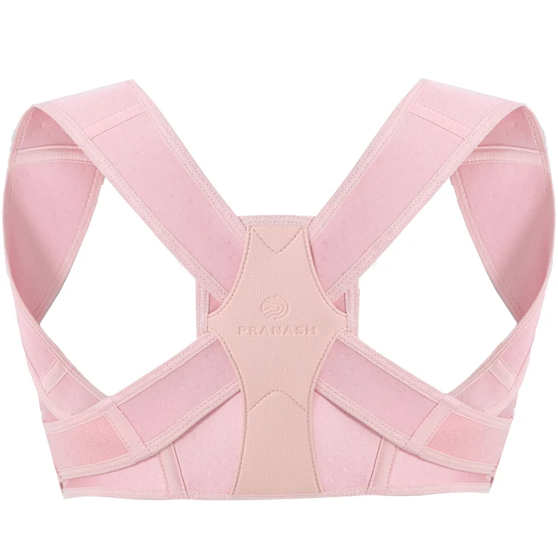 Houding Corrector Brace Ademend Verstelbaar Rug Schouder Ondersteuning Comfort Ergonomisch Zwart Nude Roze | Sansoti