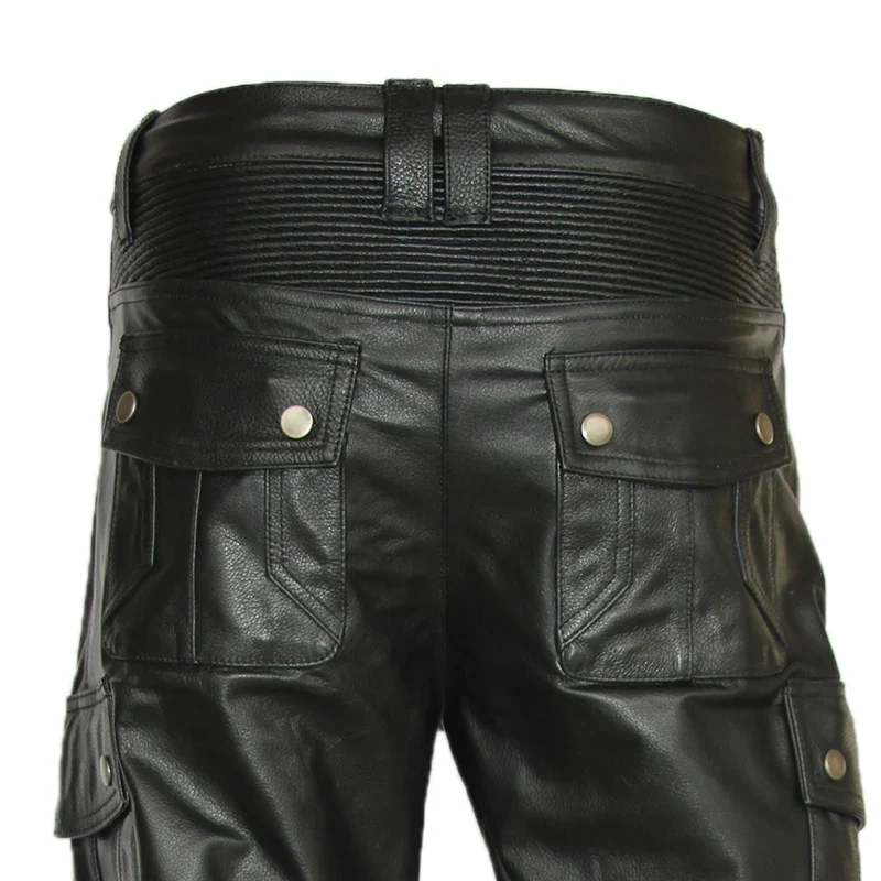 Pantalon de moto en cuir pour homme motard