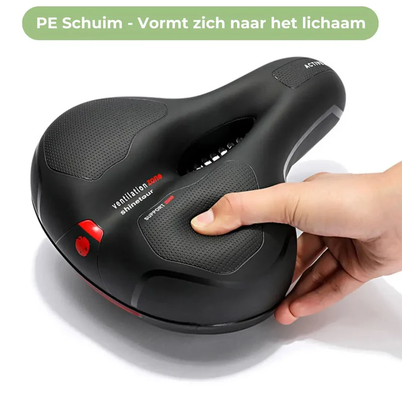 Fietszadel Ergonomisch Geheugen Schuim Waterdicht Kunstleer Zwart Reflecterend Zadelpijn Comfort Lange Tochten Federung Alle Fietsen | Sansoti