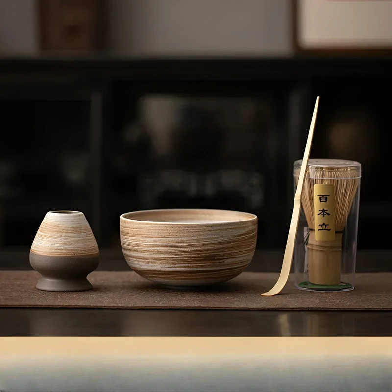 Matcha Set 4 Delig Keramiek Met Bamboe Klopper | Sansoti