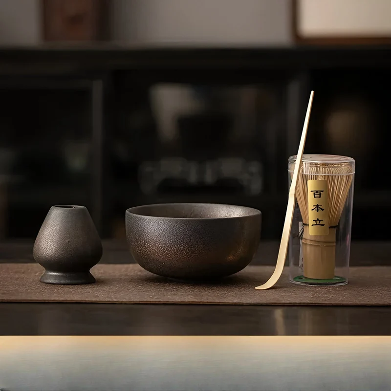Matcha Set 4 Delig Keramiek Met Bamboe Klopper | Sansoti