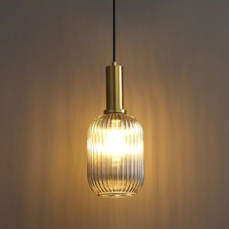 Hanglamp Ribbelglas Vintage 1-Lichts Goud E27 | Sansoti