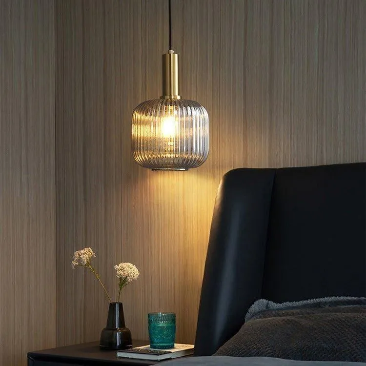 Hanglamp Ribbelglas Vintage 1-Lichts Goud E27 | Sansoti