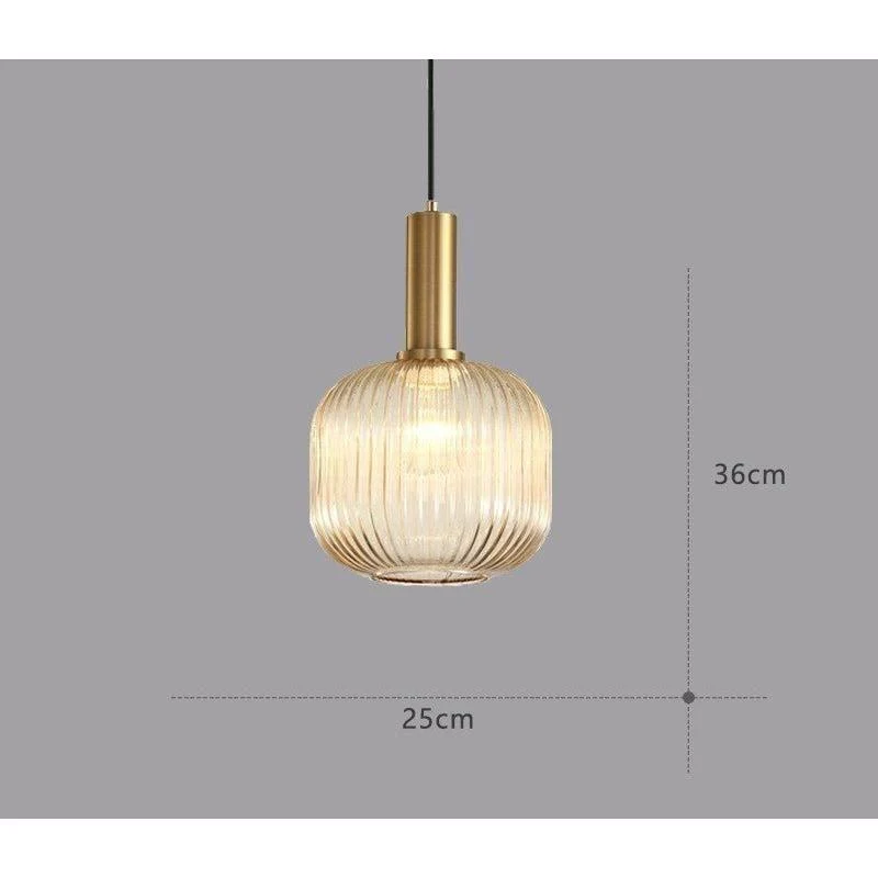 Hanglamp Ribbelglas Vintage 1-Lichts Goud E27 | Sansoti