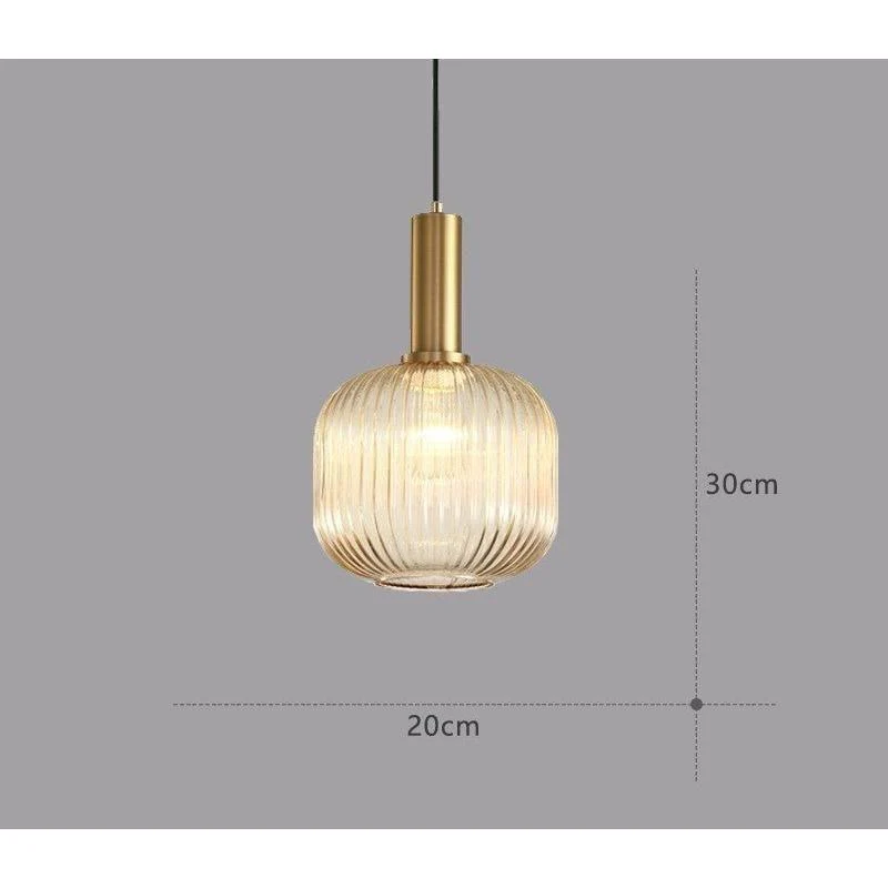 Hanglamp Ribbelglas Vintage 1-Lichts Goud E27 | Sansoti