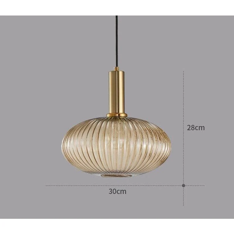 Hanglamp Ribbelglas Vintage 1-Lichts Goud E27 | Sansoti