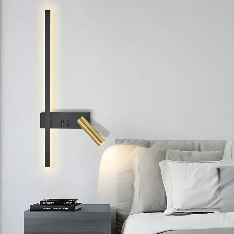 Wandlamp LED Zwart Goud Met Schakelaar Up Down Light | Sansoti