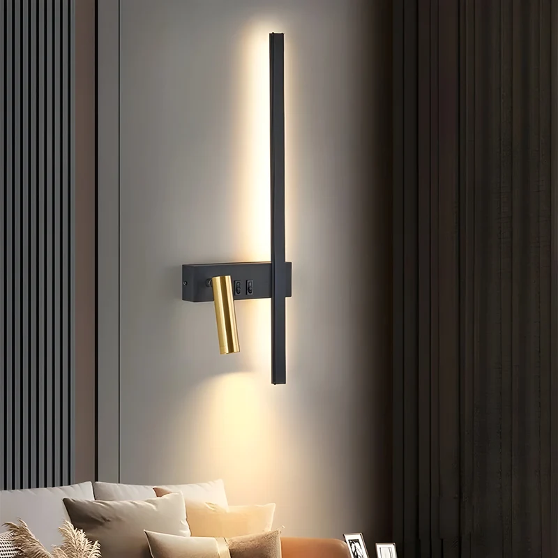 Wandlamp LED Zwart Goud Met Schakelaar Up Down Light | Sansoti
