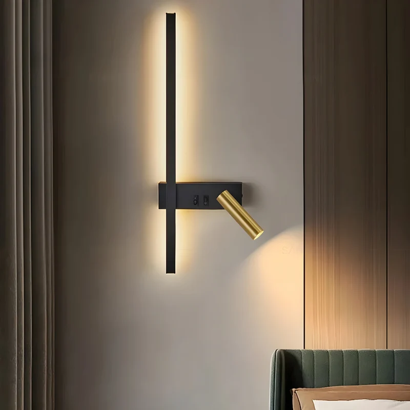 Wandlamp LED Zwart Goud Met Schakelaar Up Down Light | Sansoti