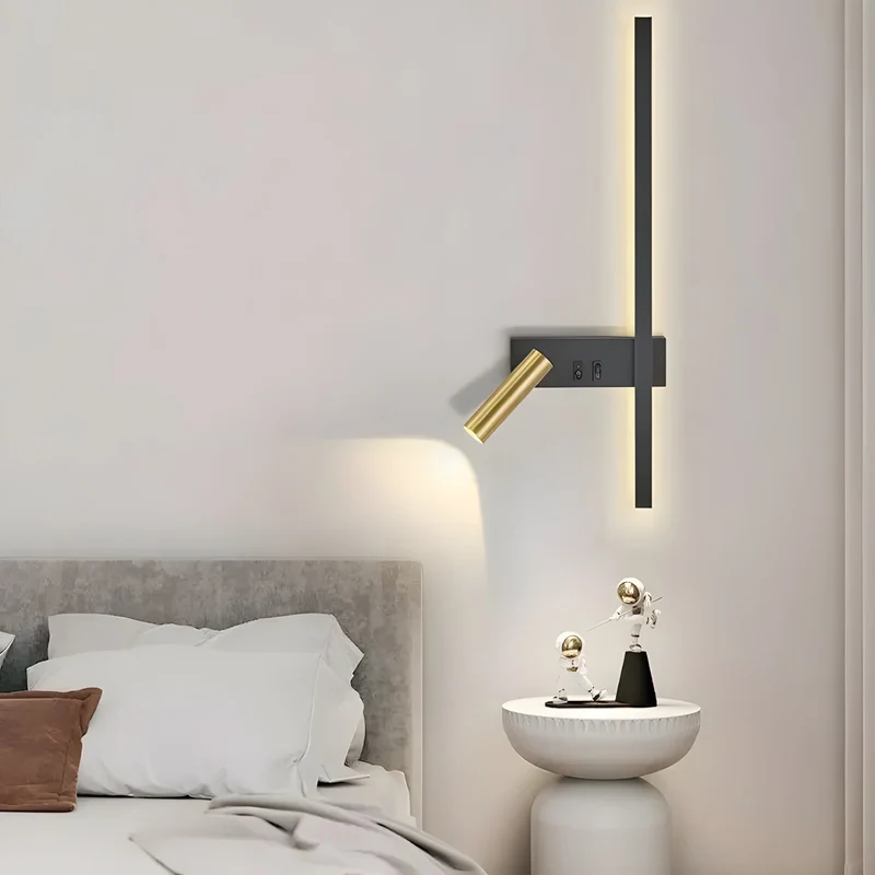 Wandlamp LED Zwart Goud Met Schakelaar Up Down Light | Sansoti