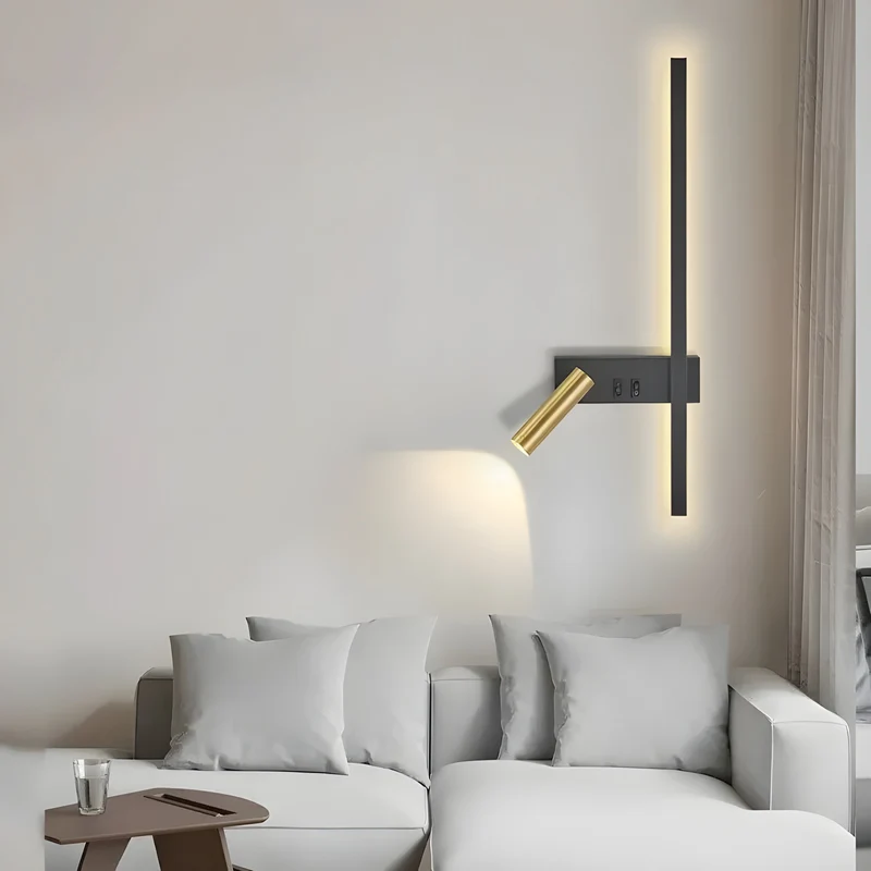 Wandlamp LED Zwart Goud Met Schakelaar Up Down Light | Sansoti