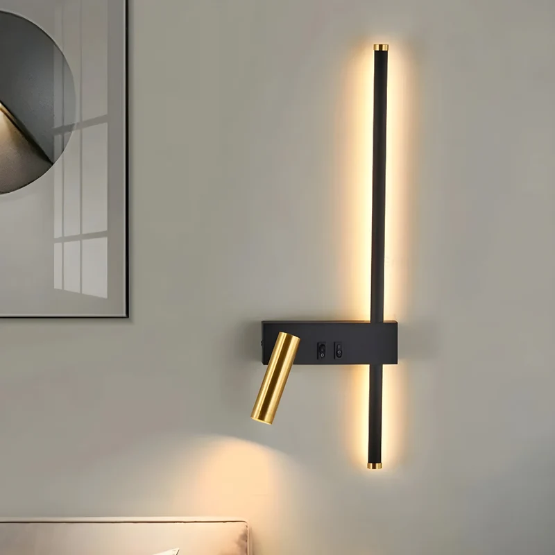 Wandlamp LED Zwart Goud Met Schakelaar Up Down Light | Sansoti